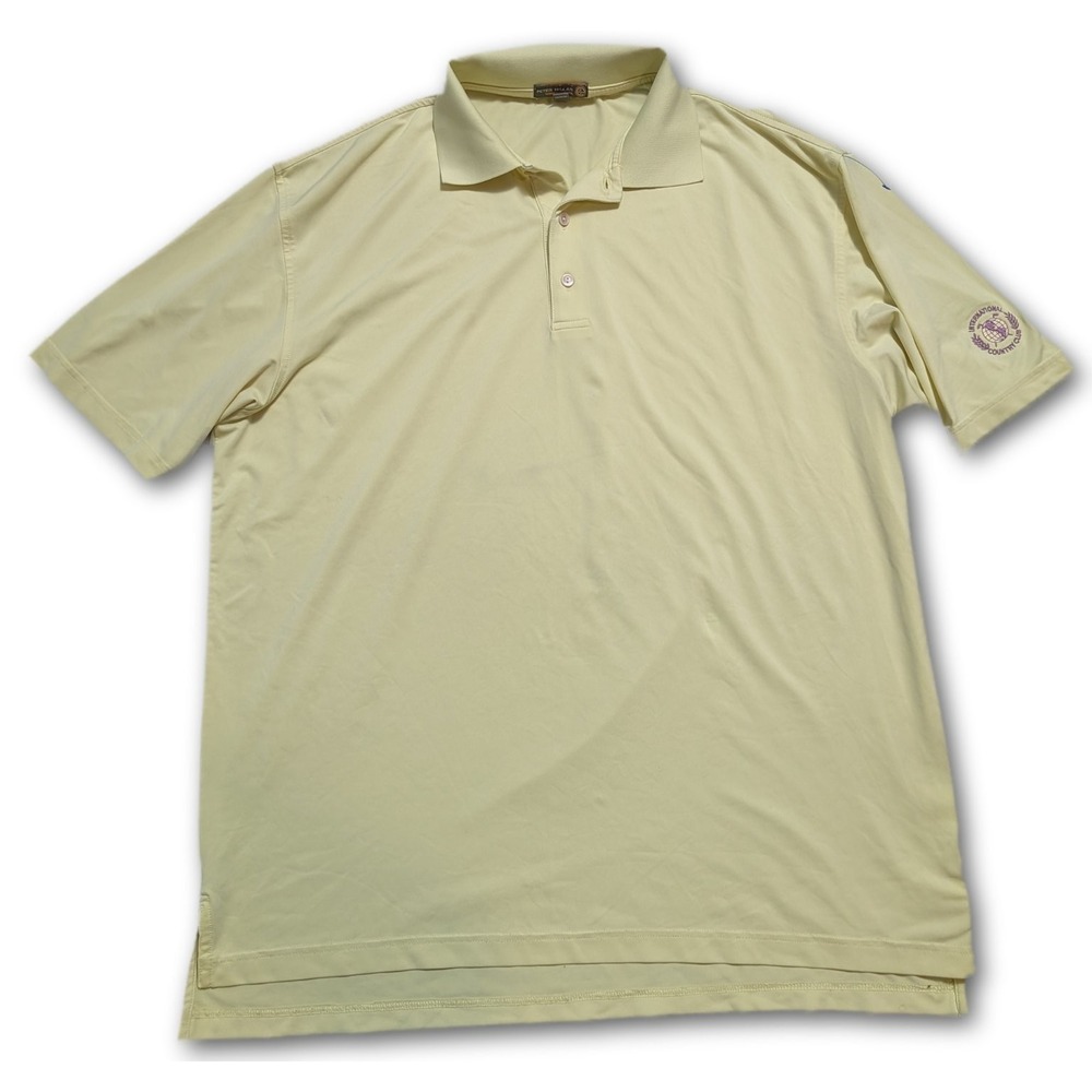 Peter Millar Summer Comfort Mens L Polo MS16EK01 Yellow Performance Fabric Shirt